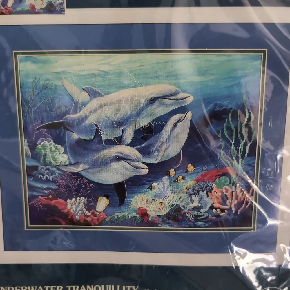 Dimensions Sunset Underwater Tranquility Dolphins No Count Cross Stitch #13932